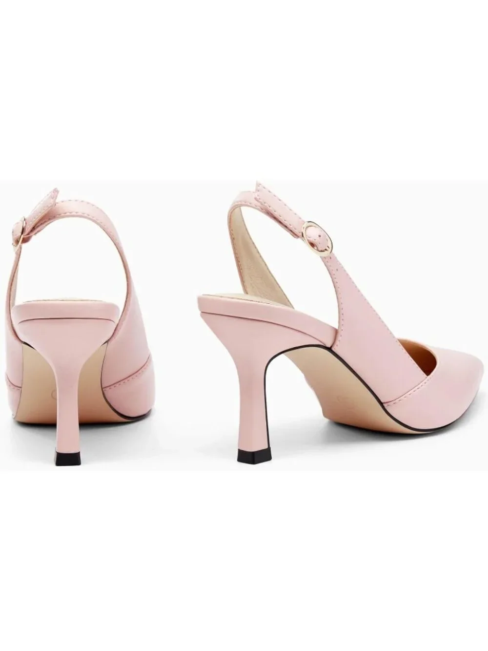 Women's Slingback Kitten Heels Closed Pink/Pu Toe Backless Dress Pumps Shoes